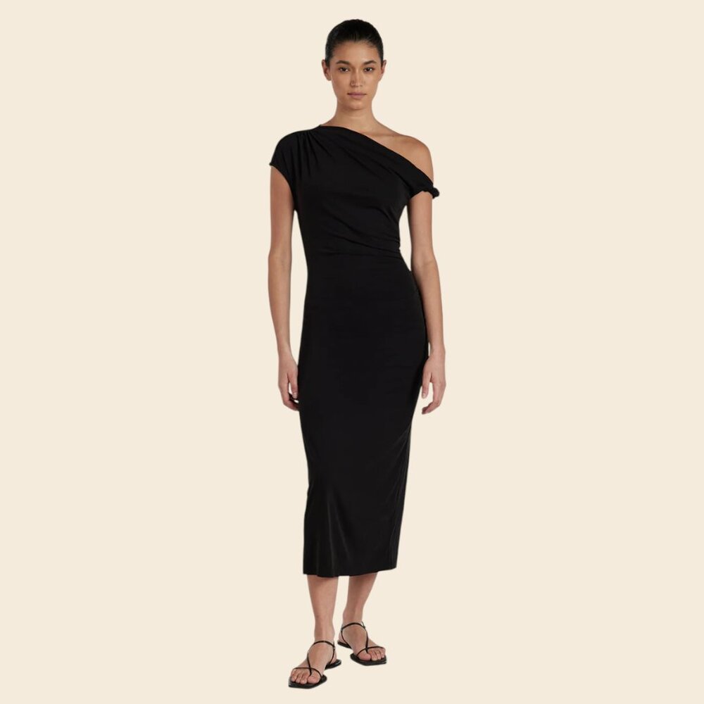 NWT DISSH, Rio Washed Black Draped Maxi Dress, XS